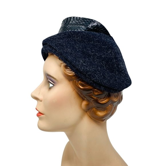 Vintage 1950s Navy Wool Architectural Cap Colby Hat main image 7